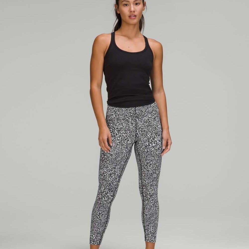 Lululemon InStill High-Rise Tight 20" Warped Grain Alpine White Black Size 4 EUC